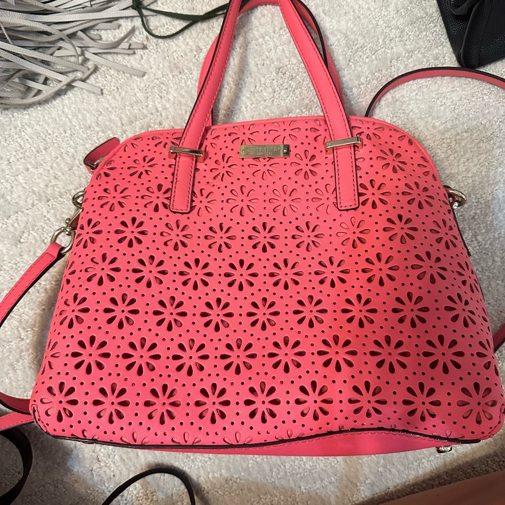 Kate spade coral die cut flower bag, beautiful! Gently used